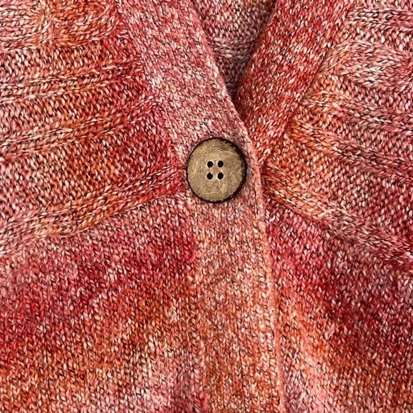 DRESS BARN Coral/Pink/White Marble Blend Button Front Sweater, Sz Medium, GUC. - Picture 4 of 7